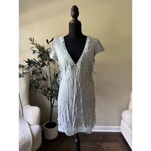 Kimchi & Blue Grey Ruffle V-Neck Empire Waist Mini Dress Large Urban Outfitters